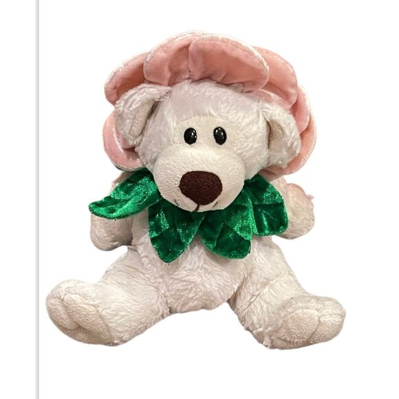 Rare Vintage Blooming Pink Flower Plush Bear - Picture 1 of 3